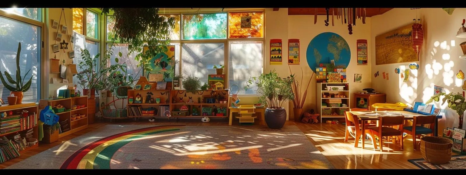 a colorful and inviting preschool classroom in draper, ut, filled with playful educational materials and cheerful decorations, bathed in warm natural light to create an atmosphere of learning and growth.